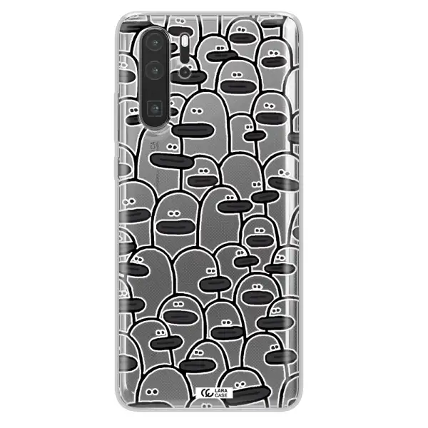 a group of white and black cartoon characters Huawei P30 Pro Clear TPU Case