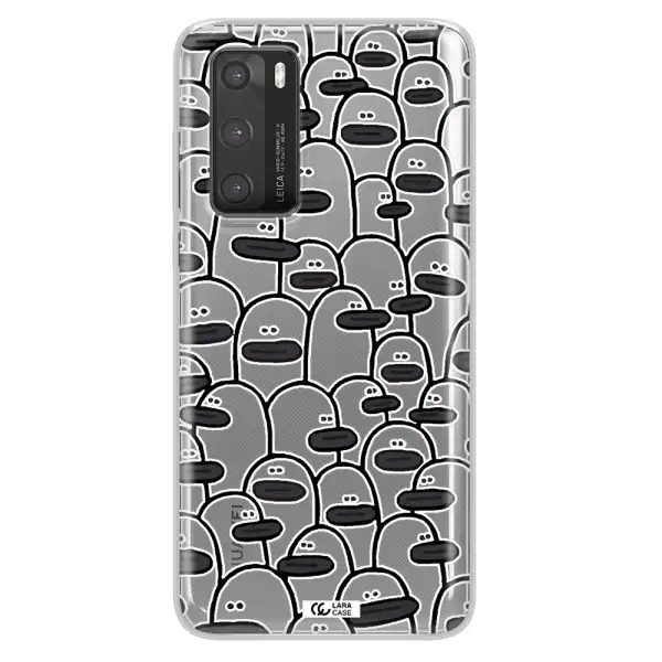 a group of white and black cartoon characters Huawei P40 Clear TPU Case
