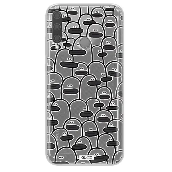 a group of white and black cartoon characters Huawei P40 Lite E Clear TPU Case