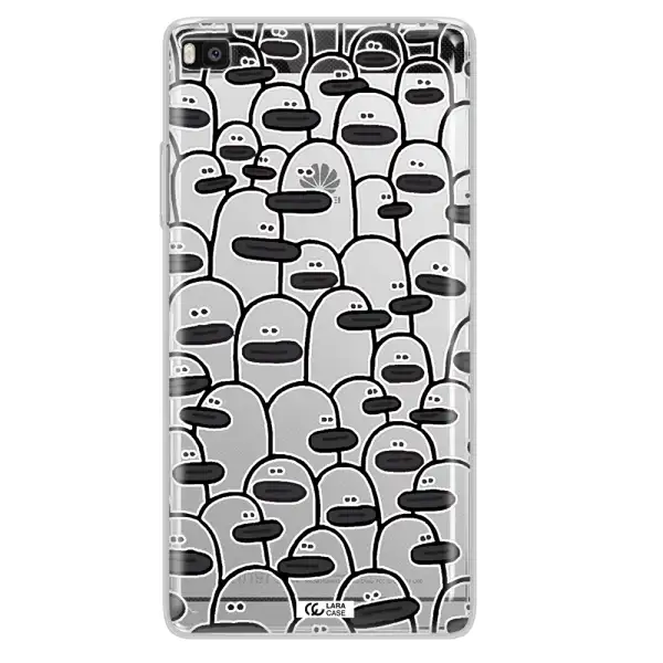 a group of white and black cartoon characters Huawei P8 Clear TPU Case