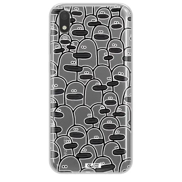 a group of white and black cartoon characters Huawei Y5 2019 Clear TPU Case