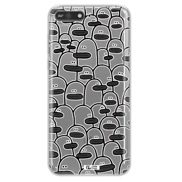 a group of white and black cartoon characters Huawei Y6 2018 Clear TPU Case