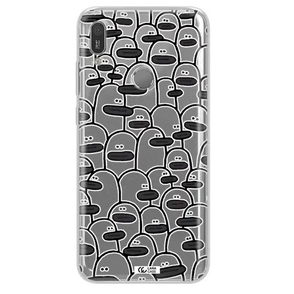 a group of white and black cartoon characters Huawei Y6 2019 Clear TPU Case