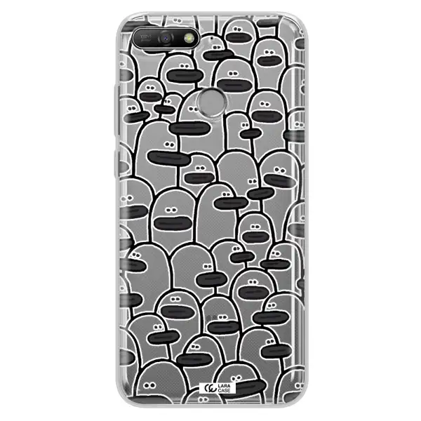 a group of white and black cartoon characters Huawei Y6 Prime 2018 Clear TPU Case