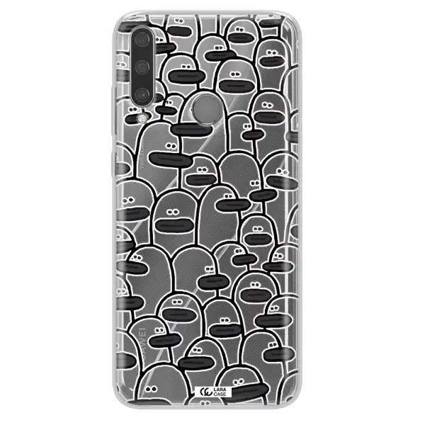 a group of white and black cartoon characters Huawei Y6P Clear TPU Case