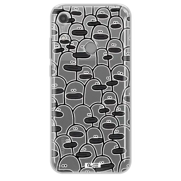 a group of white and black cartoon characters Huawei Y6S Clear TPU Case