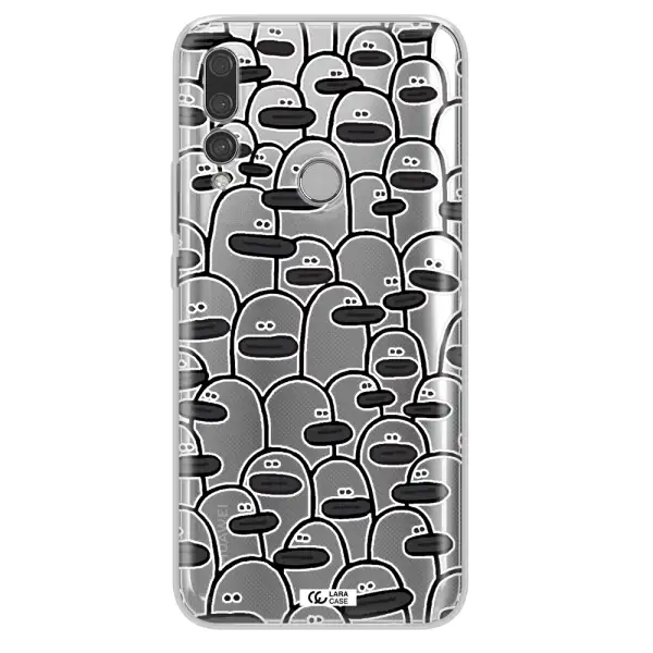 a group of white and black cartoon characters Huawei Y9 Prime 2019 Clear TPU Case