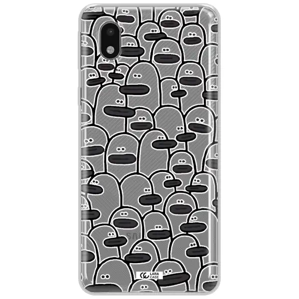 A Group Of White And Black Cartoon Characters Samsung A01 Core Clear Tpu Case