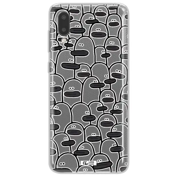 a group of white and black cartoon characters Samsung A02 Clear TPU Case