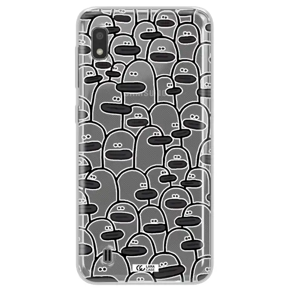 a group of white and black cartoon characters Samsung A10 Clear TPU Case
