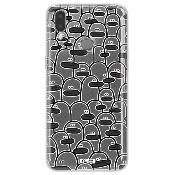 a group of white and black cartoon characters Samsung A10S Clear TPU Case