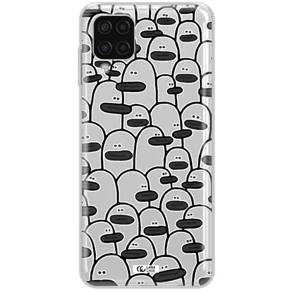 a group of white and black cartoon characters Samsung A12 4g Clear TPU Case