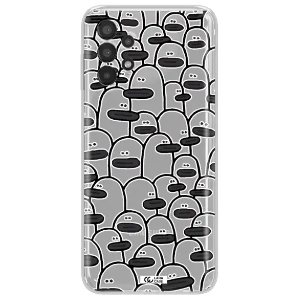a group of white and black cartoon characters Samsung A13 Clear TPU Case