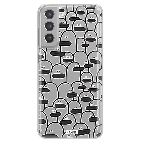 a group of white and black cartoon characters Samsung A21 Fe Clear TPU Case