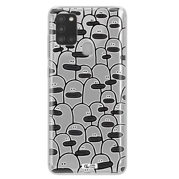 a group of white and black cartoon characters Samsung A21S Clear TPU Case