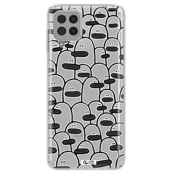 a group of white and black cartoon characters Samsung A22 4g Clear TPU Case