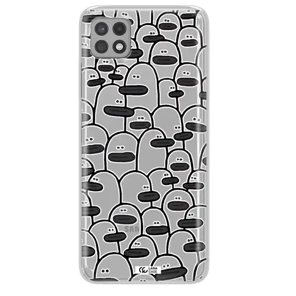 a group of white and black cartoon characters Samsung A22 5g Clear TPU Case