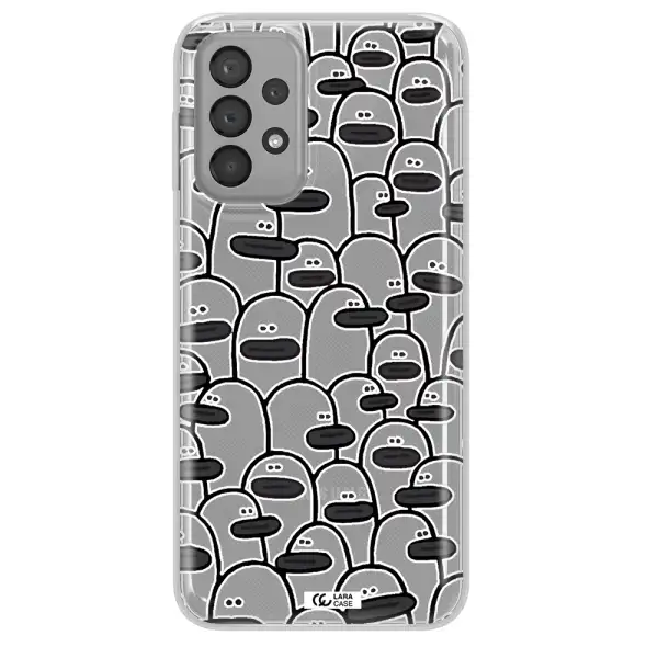 a group of white and black cartoon characters Samsung A23 Clear TPU Case