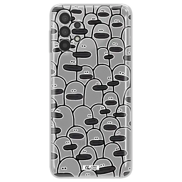 A Group Of White And Black Cartoon Characters Samsung A32 4G Clear Tpu Case