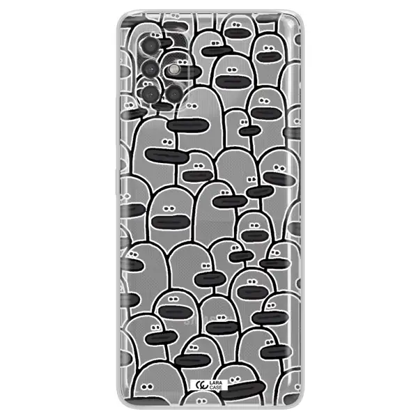 A Group Of White And Black Cartoon Characters Samsung A40S Clear Tpu Case