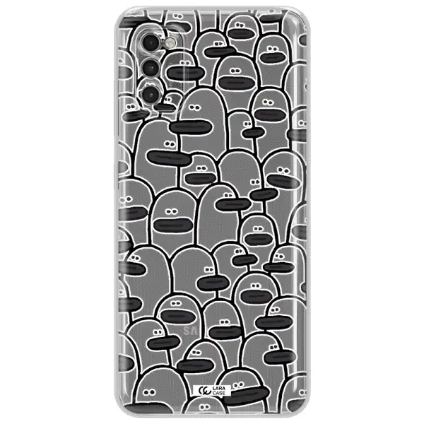 A Group Of White And Black Cartoon Characters Samsung A41 Clear Tpu Case