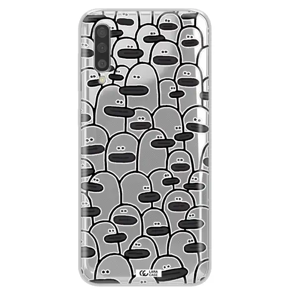 A Group Of White And Black Cartoon Characters Samsung A50S Clear Tpu Case