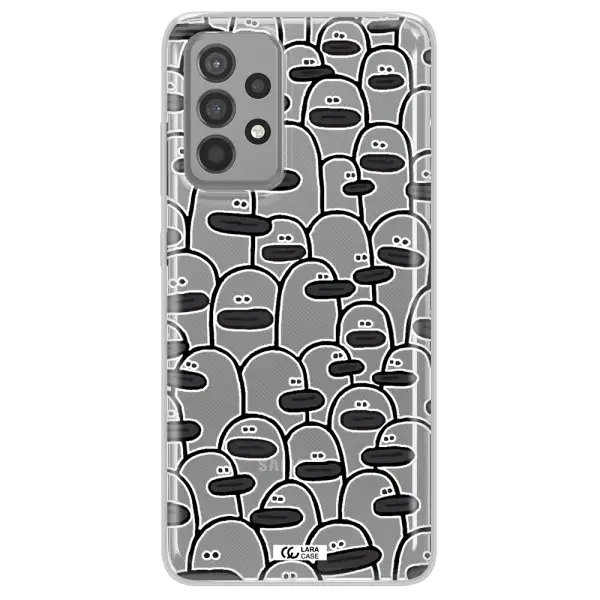 a group of white and black cartoon characters Samsung A52 Clear TPU Case