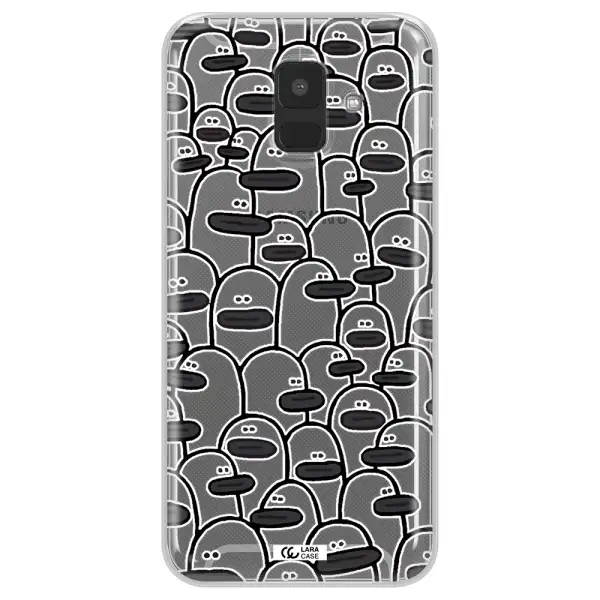 a group of white and black cartoon characters Samsung A6 Clear TPU Case