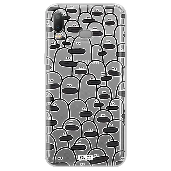 a group of white and black cartoon characters Samsung A6S Clear TPU Case