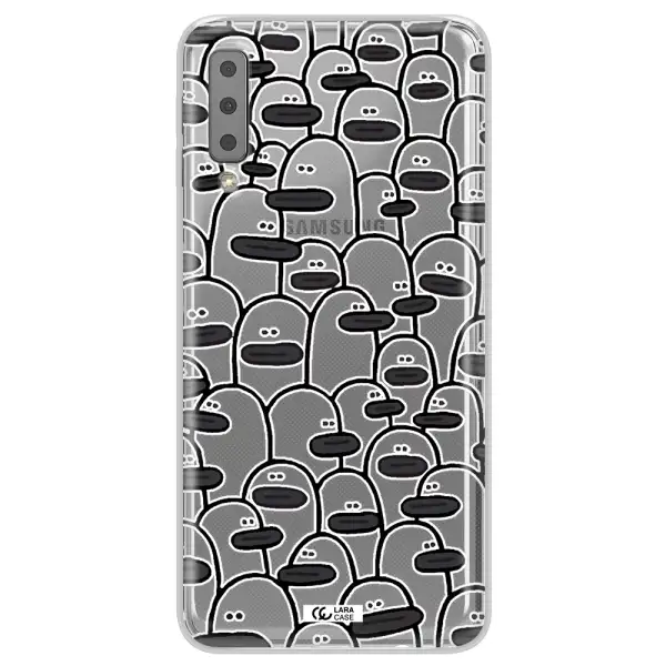 a group of white and black cartoon characters Samsung A7 2018 Clear TPU Case