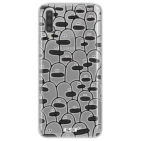 a group of white and black cartoon characters Samsung A70 Clear TPU Case