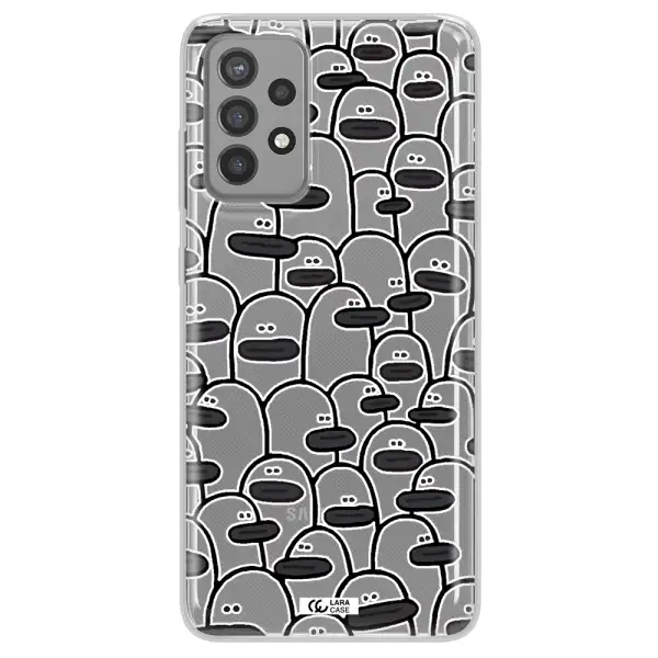a group of white and black cartoon characters Samsung A72 Clear TPU Case