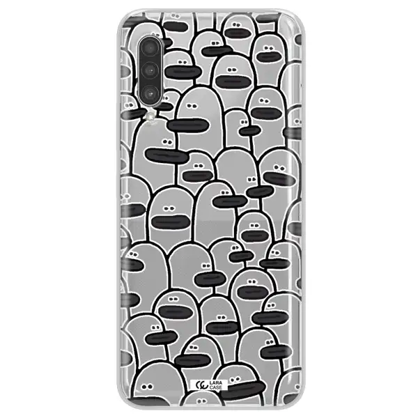 a group of white and black cartoon characters Samsung A90 Clear TPU Case
