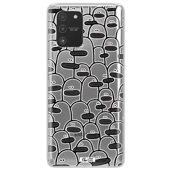 a group of white and black cartoon characters Samsung A91 Clear TPU Case