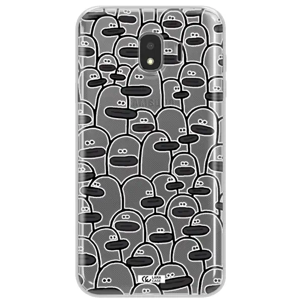 a group of white and black cartoon characters Samsung J4 Clear TPU Case