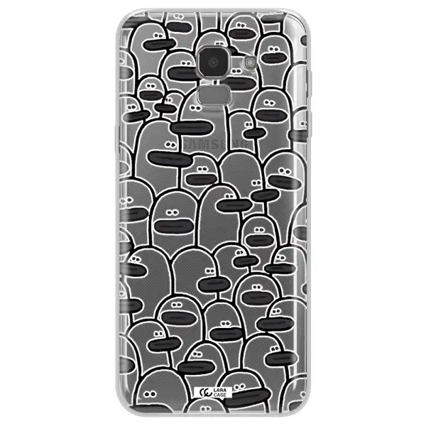 a group of white and black cartoon characters Samsung J6 Clear TPU Case