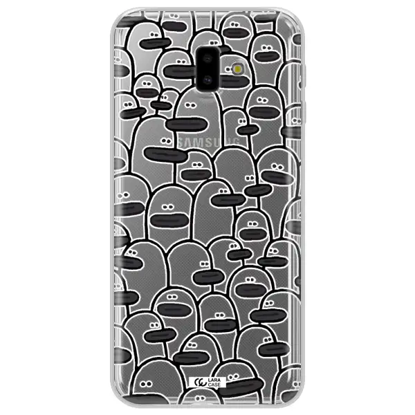 a group of white and black cartoon characters Samsung J6 Plus Clear TPU Case