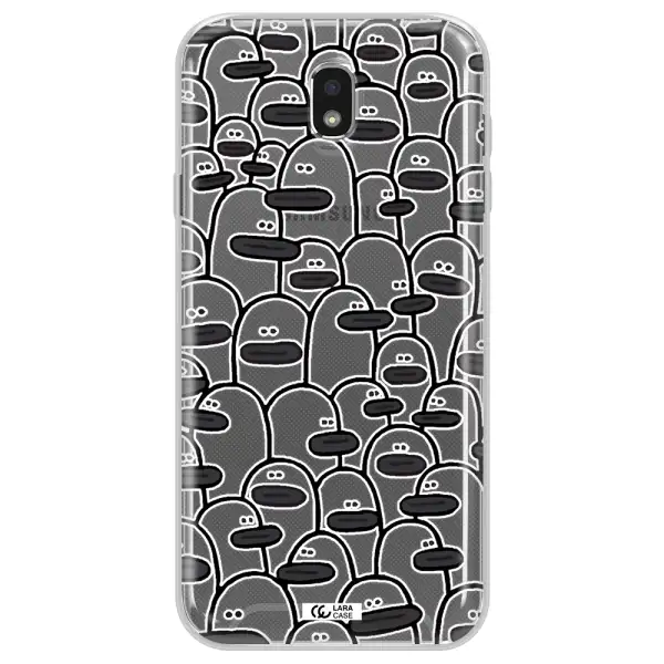 a group of white and black cartoon characters Samsung J7 Pro Clear TPU Case