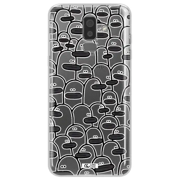 a group of white and black cartoon characters Samsung J8 Clear TPU Case