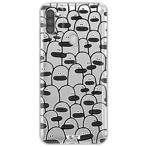 a group of white and black cartoon characters Samsung M11 Clear TPU Case