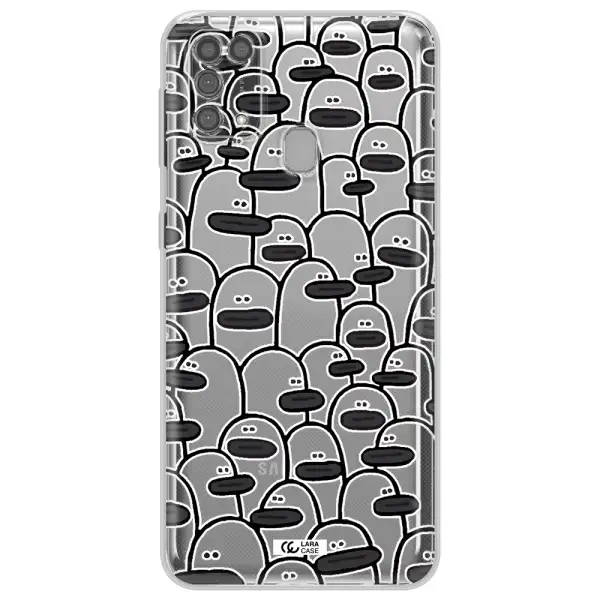 a group of white and black cartoon characters Samsung M31 Clear TPU Case