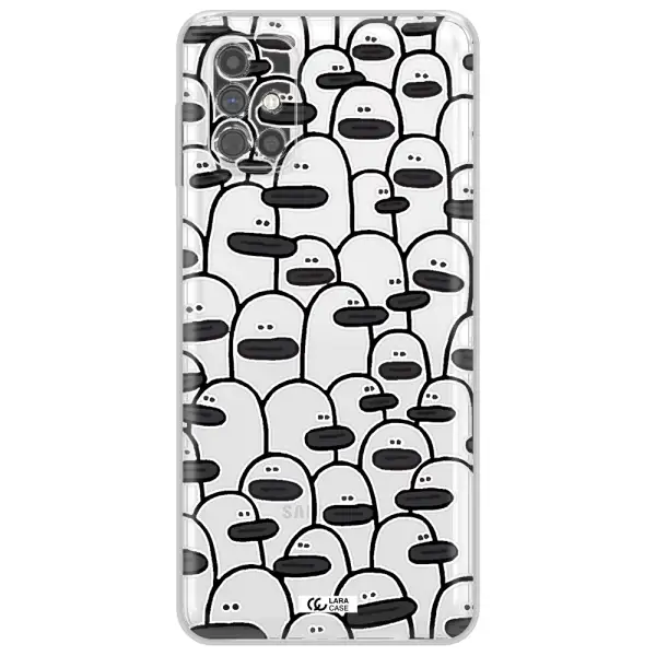 a group of white and black cartoon characters Samsung M51 Clear TPU Case