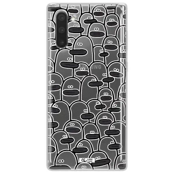 a group of white and black cartoon characters Samsung Note 10 Clear TPU Case