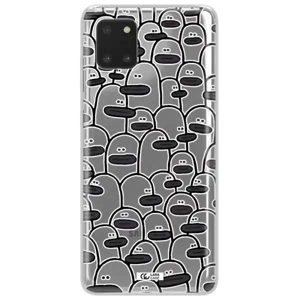 a group of white and black cartoon characters Samsung Note 10 Lite Clear TPU Case