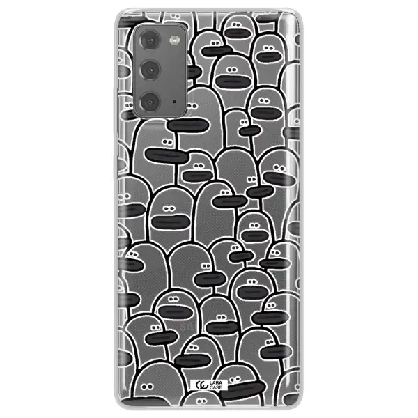 a group of white and black cartoon characters Samsung Note 20 Clear TPU Case