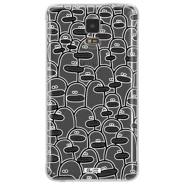 a group of white and black cartoon characters Samsung Note 4 Clear TPU Case