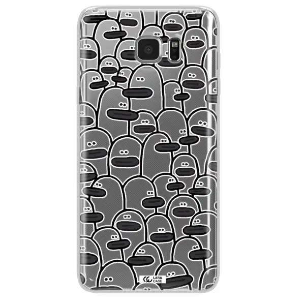 a group of white and black cartoon characters Samsung Note 5 Clear TPU Case