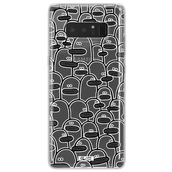a group of white and black cartoon characters Samsung Note 8 Clear TPU Case