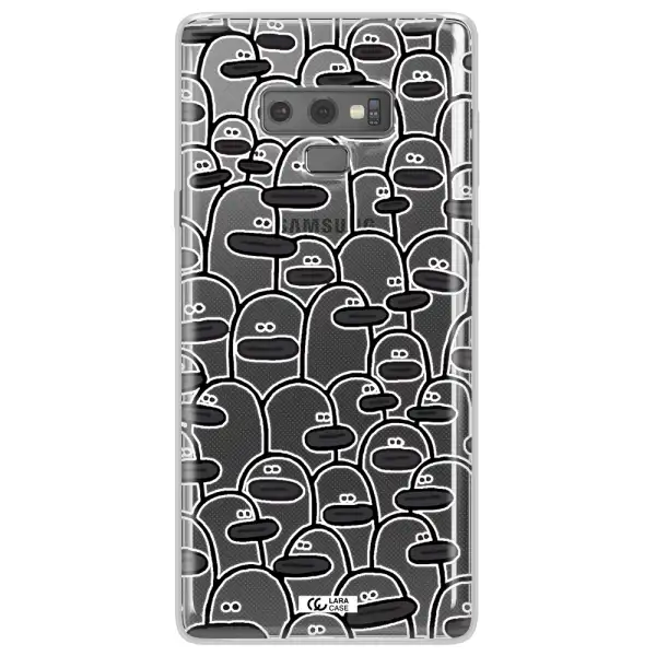 a group of white and black cartoon characters Samsung Note 9 Clear TPU Case