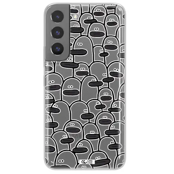 a group of white and black cartoon characters Samsung S 22 Clear TPU Case